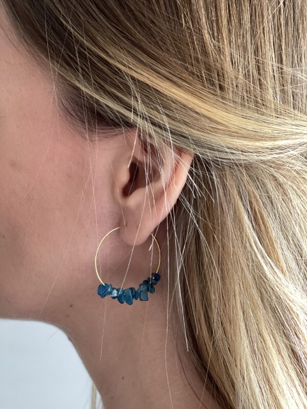 Boucles d'oreilles en Apatite portées