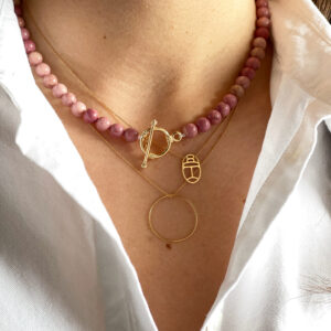 Collier en perles de Rhodonite