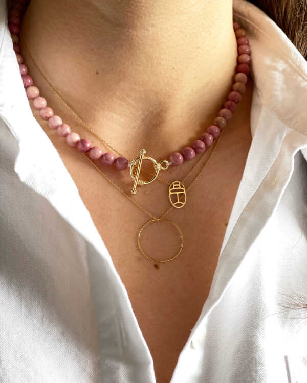 Collier en perles de Rhodonite